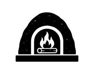 mud fire oven flat black solid vector illustration isolated on white background