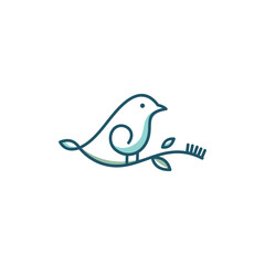 Cute Bird on Toothbrush Logo