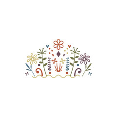 Colorful Decorative Folk Flower Illustration