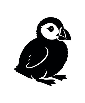 puffin flat black solid vector illustration isolated on white background