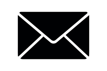 email envelope flat black solid vector illustration isolated on white background