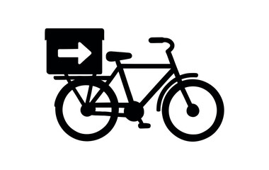 Fototapeta premium delivery bicycle flat black solid vector illustration isolated on white background