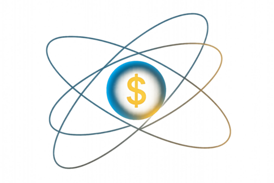 Global Financial Atom — Abstract Dollar Symbol in Orbit
