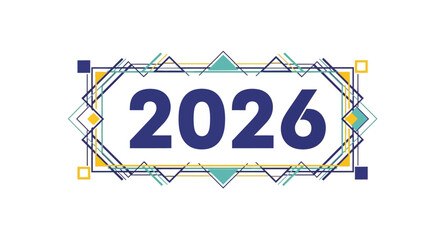 Celebrate 2026 with a modern geometric frame, perfect for new year greetings, invitations, and promotional graphics, marking a fresh and innovative start