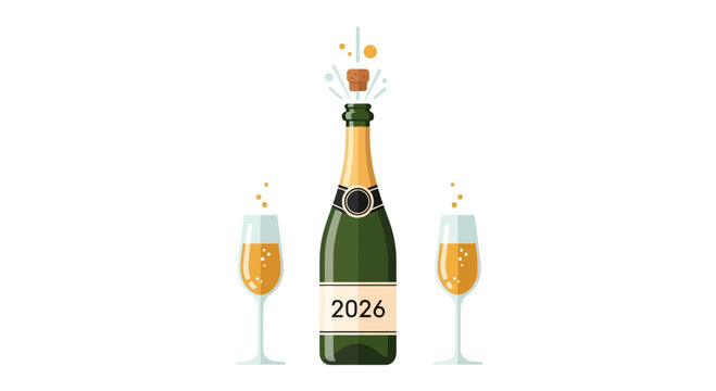 Celebrate 2026 with a sparkling champagne toast, raising glasses to new beginnings and joyful memories, perfect for New Year's Eve and milestone events