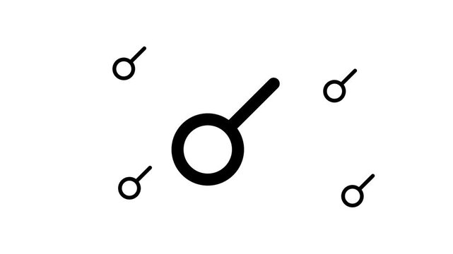Zoom in and out animation the astrological connection symbol. Large black symbol in the center and four small symbols around. Seamless looped 4k animation on white background