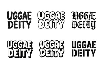 Obraz premium Uggae Lettering Variations. Uggae Deity. Set lettering. harmonious lettering variations of the same emblematic concept, each with different artistic