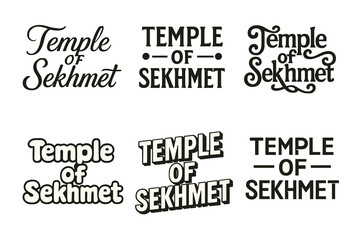 Obraz premium Temple Emblem Typography. Temple of Sekhmet. Set lettering. harmonious lettering variations of the same emblematic concept, each with different artistic
