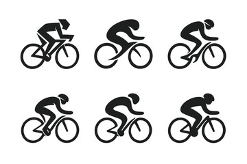 Cycling Logo Variations. Road cycling. Set Logo of Road cycling: speed cyclist with aerodynamic form. harmonious logo variations of the same emblematic