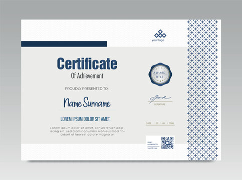 Certificate of Achievement Template Design Modern Award Diploma Layout Graphic Vector Illustration Document Completion Appreciation Graduation