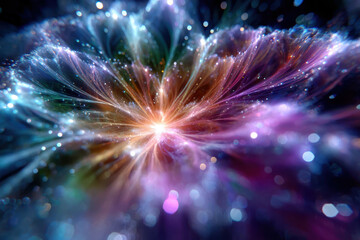 Fototapeta premium Colorful cosmic explosion shows vibrant energy swirling amidst stars and galaxies