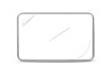 Glass rectangle overlay vector, transparent screen protector frame, glossy clear display with reflection