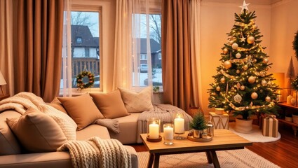 Celebrate the holidays in a cozy living room setting