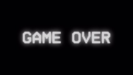 Video game over pixel glitch. Retro game over text animation on alpha channel transparent background. 4k animation video - Powered by Adobe