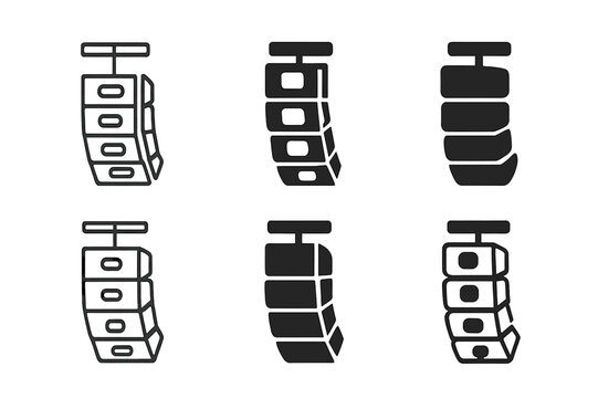 Live Performance Icons. Technology for live performances. Set Logo of Technology for live performances: Line array speaker stack. Icon set. harmonious logo