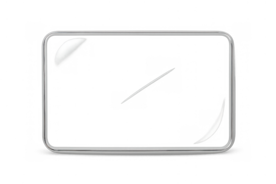 Glass rectangle overlay vector, transparent screen protector frame, glossy clear display with reflection