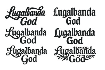 Fototapeta premium Lugalbanda Lettering Variations. Lugalbanda God. Set lettering. harmonious lettering variations of the same emblematic concept (Bold hand-lettering with