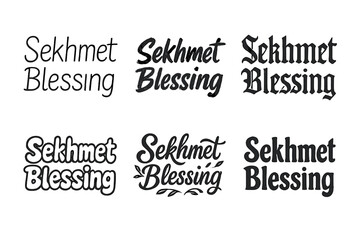 Fototapeta premium Diverse Lettering Harmony. Sekhmet Blessing. Set lettering. harmonious lettering variations of the same emblematic concept, each with different artistic