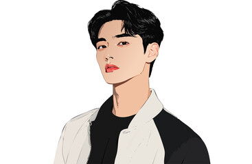 アイドル風のかっこいい男性の横顔イラスト素材