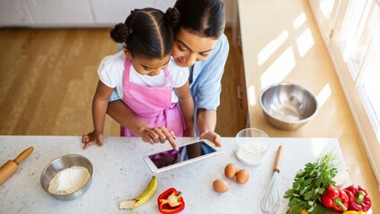 Mother Daughter Cooking Digital Recipe Tablet Kitchen