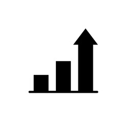 Bar Chart Growth Icon, Black on White 