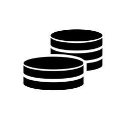 Stacked Coins Savings Icon, Black on White 