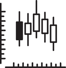Candlestick Chart Trading Icon, Black on White 