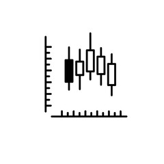 Candlestick Chart Trading Icon, Black on White 