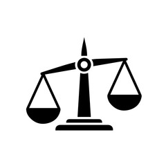 Balance Scales Justice Icon, Black on White 