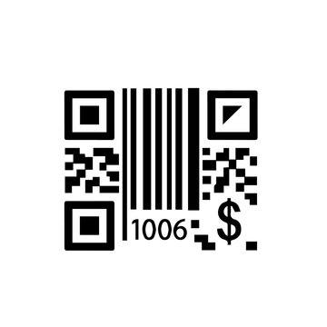 QR or Barcode Payment Icon, Black on White 