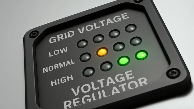 smart grid distribution management concept. Voltage regulator display indicating grid voltage levels.