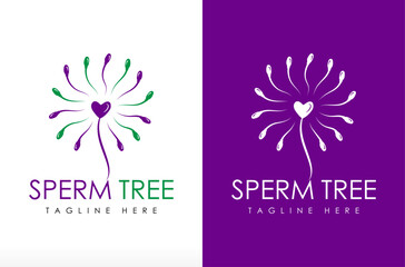 Sperm Logo design, sperm tree Logo, Family care logo, Fertility Logo, medical center for family and baby child icon, sperm count for man DNA and love floral Vector Icon Symbol Silhouette Illustration