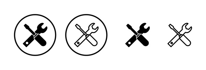 Tools icon logo design. tool sign and symbol. setting icon. Wrench and screwdriver. Service, repair