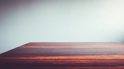 overhead. Minimalist wooden desk in a cozy living room, softly lit for a clean and uncluttered aesthetic. lifestyle magazines.