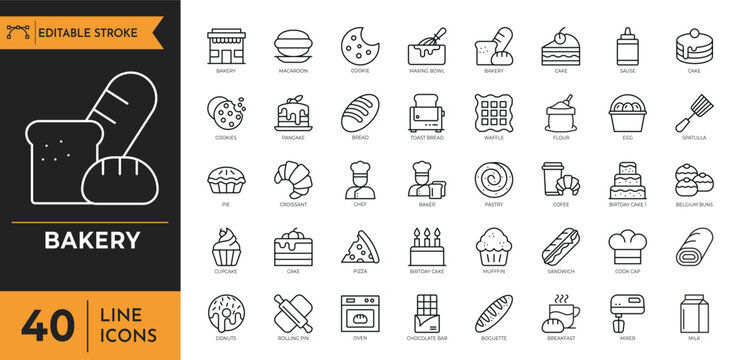 Bakery icon set. Vector illustration	