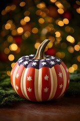 Patriotic Pumpkin in Festive Setting