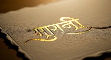 Golden hindi calligraphy on textured paper elegant decorative script design