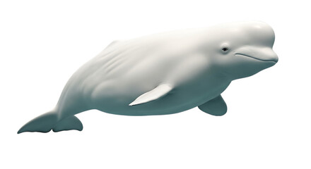 Obraz premium White Beluga Whale Swimming in Dark Water on Transparent Background 