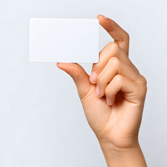 Fototapeta premium hand holding a blank business card isolated