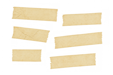 Yellow textured old adhesive masking tape strips providing a realistic design element with transparent background