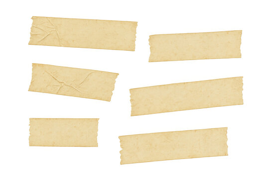 Yellow textured old adhesive masking tape strips providing a realistic design element with transparent background