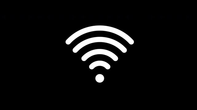 Wireless and wifi icon or sign for remote internet access 4K animation on black background