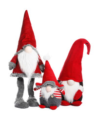 Different funny Christmas gnomes isolated on white