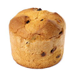 Christmas food. Delicious Panettone cake isolated on white