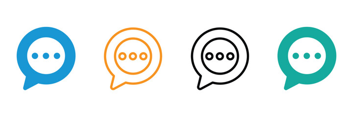Vibrant and clean chat bubble icons with ellipsis, perfect for representing messages, communication, and ongoing discussions across digital platforms.