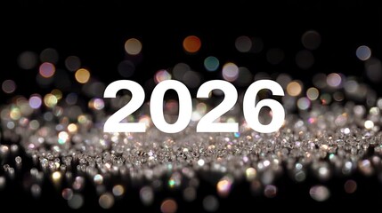 Sparkling 2026 New Year Celebration Background with Glittering Bokeh Lights for Festive Design and Greeting Card Concepts