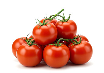 Freshly harvested tomatoes on a white background, vibrant and juicy tomatoes ready to enhance any meal with their natural goodness.