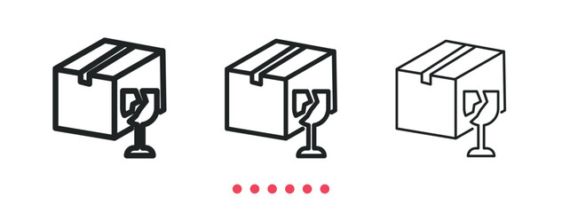 Fragile shipment icon. Thin line icon vector