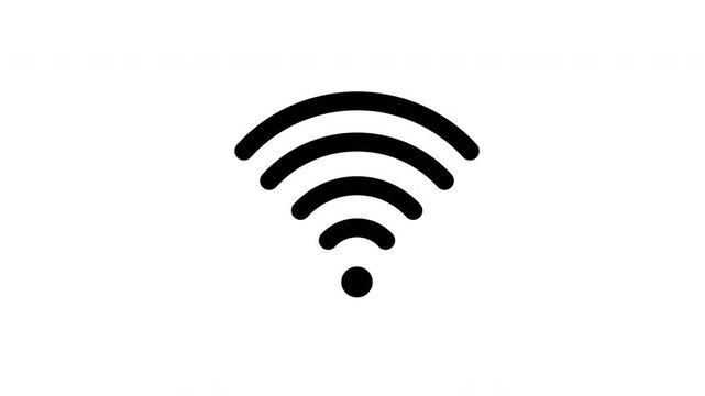 Wireless and wifi icon or sign for remote internet access 4K animation on white background