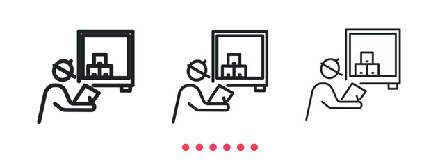 Warehouse inventory check icon. Thin line icon vector